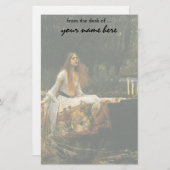 JWのウォーターハウスによるボートのShalottの女性 便箋 (正面/裏面)