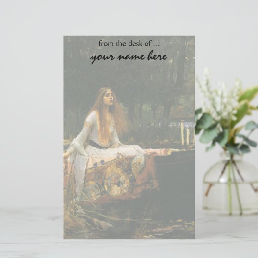 JWのウォーターハウスによるボートのShalottの女性 便箋 (スタンド正面)