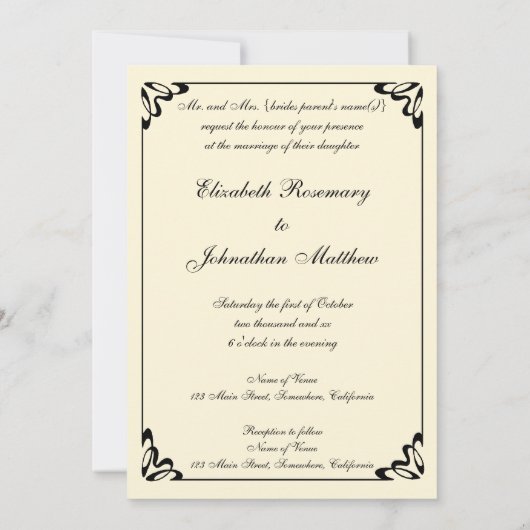 JWウォーターハウスのトリスタンとイゾー結婚ド 招待状 (裏面)