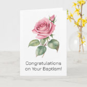 JWカード – バプティスギフトピンクローズ カード (黄色い花)
