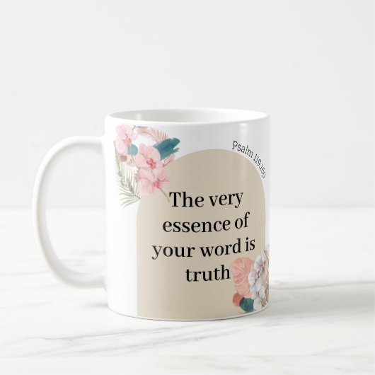 JWギフト2023年文字詩篇119:160ボホアーチ コーヒーマグカップ (左)