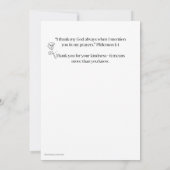 JWサンキューカードと聖なる書物、 経典Philemon 1:4 招待状 (裏面)