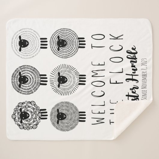 JWバプテスマパーソナライズされたギフト歓迎の群れ シェルパブランケット (正面(横))