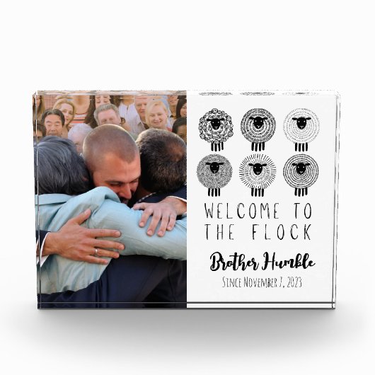 JWバプテスマパーソナライズされたギフト歓迎の群れ フォトブロック (正面)