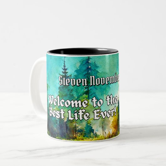 JWバプテスマ新兄弟への贈り物の山の景色 ツートーンマグカップ (正面左)