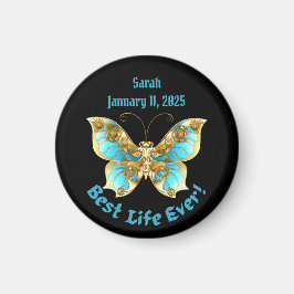 JWバプテパーソナライズされたスキープサゴールデンバタフライ マグネット