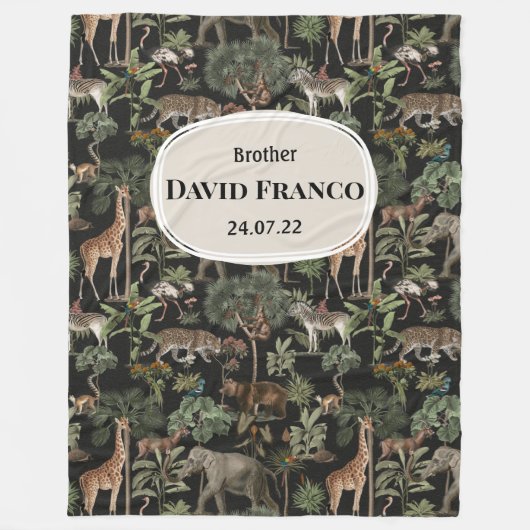 JWバプテパーソナライズされたスギフト兄弟 – ジャングル フリースブランケット (正面)