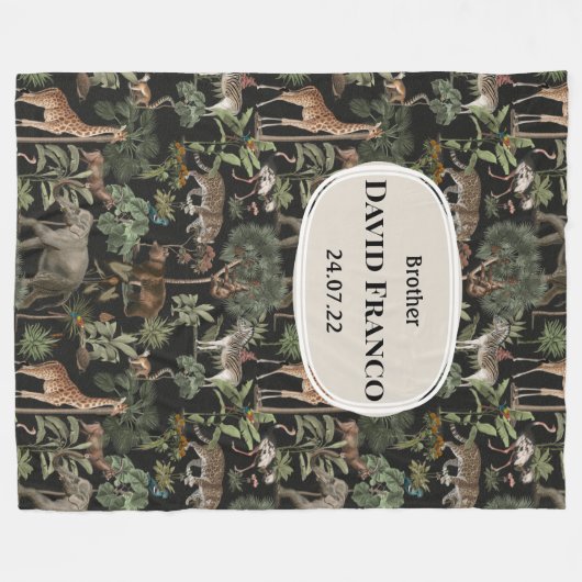 JWバプテパーソナライズされたスギフト兄弟 – ジャングル フリースブランケット (正面(横))