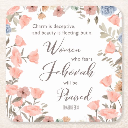 JW長老の妻への贈り物 スクエアペーパーコースター (正面)