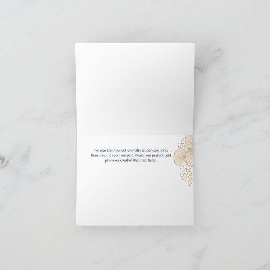 JW 哀悼カード 青と金の花 サンキューカード (内部)