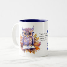 JW 2026年文字マシュー5:3頭が切れる Owl Coffee Cup
