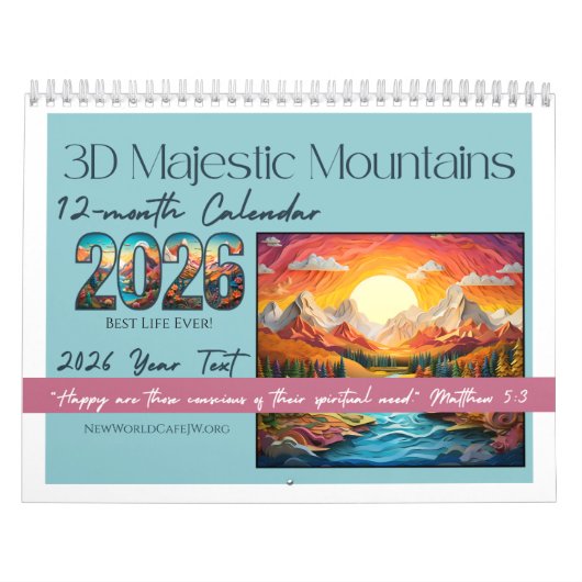 JW 2026 Year Text -3D Majestic Mountain 12-month カレンダー (カバー)