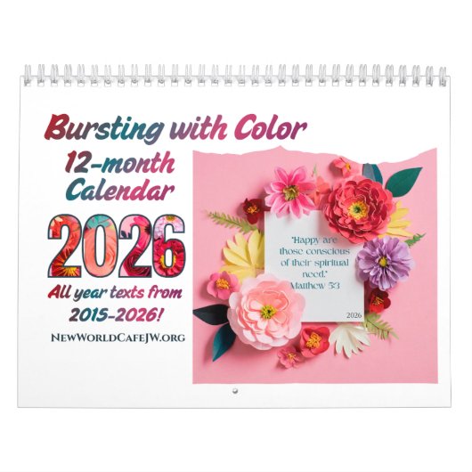 JW 2026 Year Text Calendar -Bursting With Color! カレンダー (カバー)