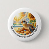 JW 2026 Year Text Happy Turtle Matthew 5:3 缶バッジ (正面)