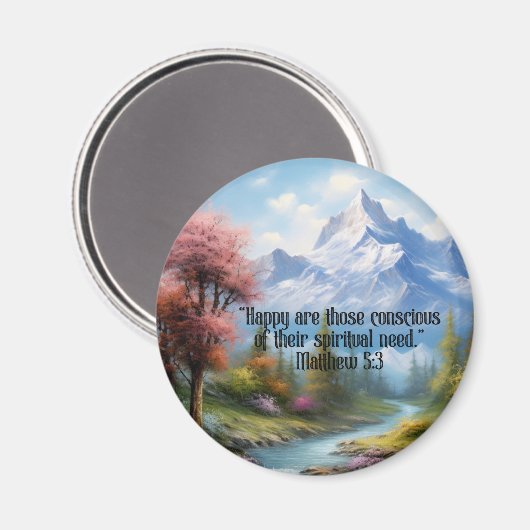 JW 2026 Year Text Matthew 5:3 Mountain Scene マグネット (正面/裏面)