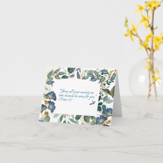 JW Sympathy Card -Floral -Scripture 1 Peter 5:7 カード (黄色い花)