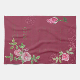 JW year text customize with calendar  キッチンタオル