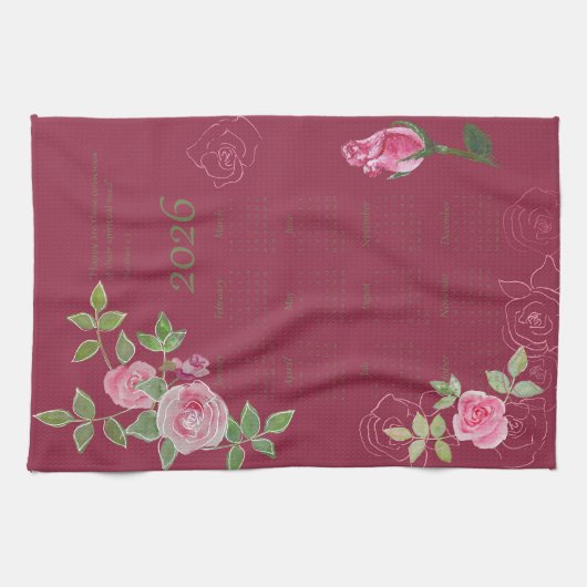 JW year text customize with calendar  キッチンタオル (横)