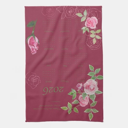 JW year text customize with calendar  キッチンタオル (縦)