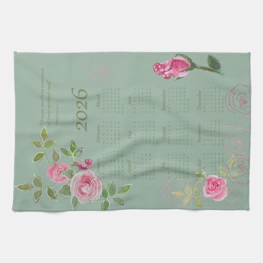 JW year text customize with calendar  キッチンタオル (横)