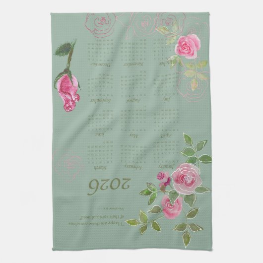 JW year text customize with calendar  キッチンタオル (縦)