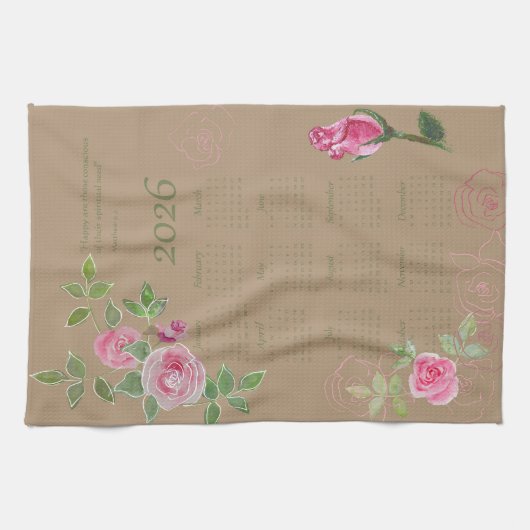 JW year text customize with calendar  キッチンタオル (横)