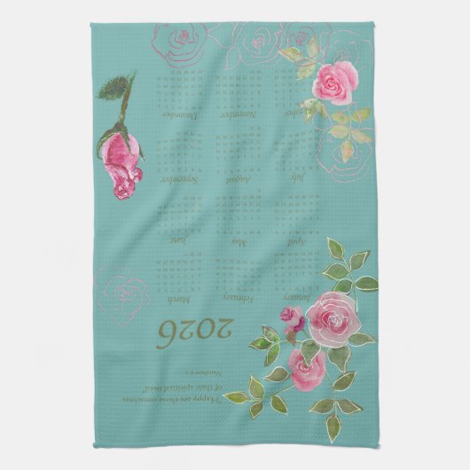 JW year text customize with calendar  キッチンタオル (縦)