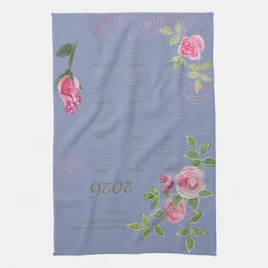 JW year text customize with calendar キッチンタオル (縦)