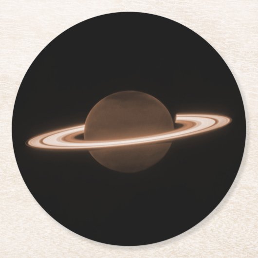 JWSTジェームズウェッブ宇宙望遠鏡サターン赤外線 ラウンドペーパーコースター (正面)
