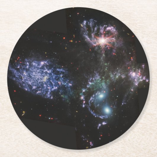 JWSTジェームズウェッブ宇宙望遠鏡ステファンのクインテット ラウンドペーパーコースター (正面)