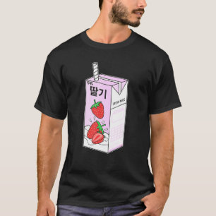 Kいちごポップ・アートの牛乳ドリンク韓国Kpop韓国ドリン Tシャツ
