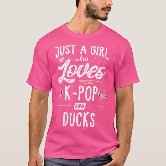Kとアヒルの贈り物を愛する女ポップ・アートのの子だけ Tシャツ (正面)