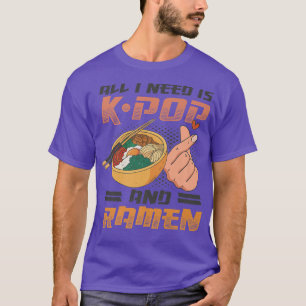Kとラーメン指ポップ・アートのハートKpop Tシャツ