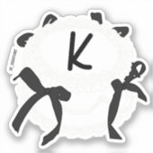 Kのイニシャル 黒と白のリボン アンティークなケーキ シール (正面)