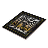 Kのモノグラムのケルト族の黒い石造りのセラミックタイル タイル (側面)