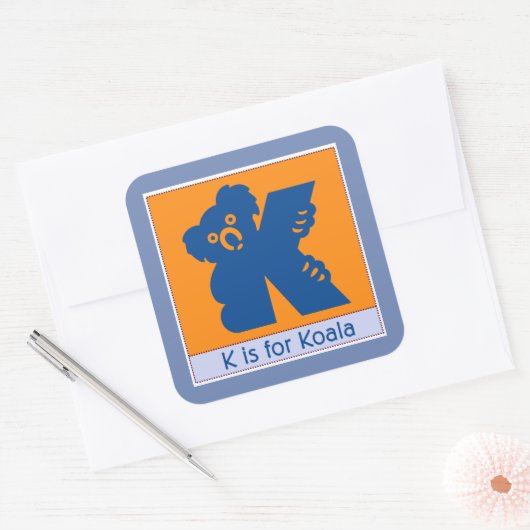 Kはコアラ動物用アルファベット子供へ スクエアシール (封筒)