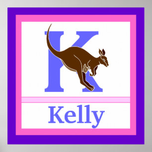 KはKangarooとGirl Name Wall Artの略子供へ ポスター