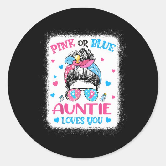 Kまたは青のAuntieあなたを愛するジェンダーを明かす乱雑なパン ラウンドシール (正面)