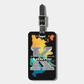 Kイニシャルパーソナライズされたシルバーモノグラムあなたの名前 ラゲッジタグ (正面縦)