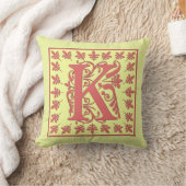 KイニシャルPILLOW - Pink K on YELLOW Background クッション (ブランケット)