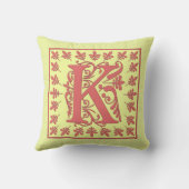 KイニシャルPILLOW - Pink K on YELLOW Background クッション (裏面)