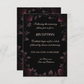 kダークブルゴーニュバラブラックウェディングレセプション 招待状 (正面/裏面)