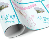 Kドラマ2写真コラージュ韓国タイポグラフィラブ ラッピングペーパー (ロールコーナー)