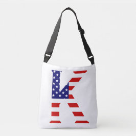 Kモノグラムがアメリカ国旗cbbcntにオーバーレイ クロスボディバッグ