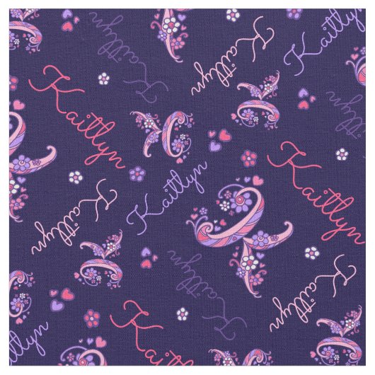 Kモノグラムと名パーソナライズされた称カイトリン織物 ファブリック (クローズアップ)