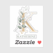 Kモノグラムパーソナライズされたフローラ シール (シート)