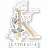 Kモノグラムパーソナライズされたフローラ シール (正面)