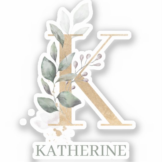 Kモノグラムパーソナライズされたフローラ シール (正面)