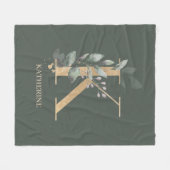 Kモノグラムパーソナライズされたフローラ フリースブランケット (正面(横))