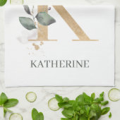 Kモノグラムフローラパーソナライズされたキッチンタオル キッチンタオル (折り畳み)